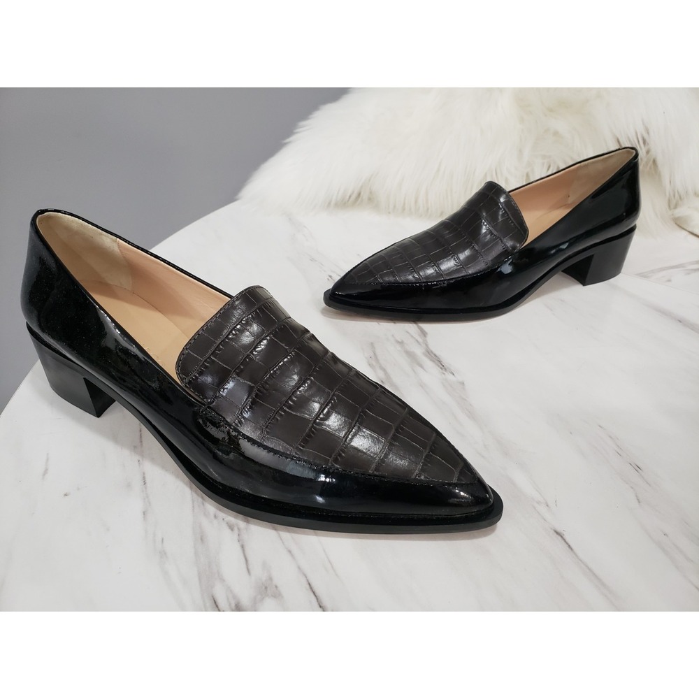 SIZE EURO 39.5 / US 9.5 - Club Monaco Alexia Loafers CROC PRINT BLACK & CHARCOAL